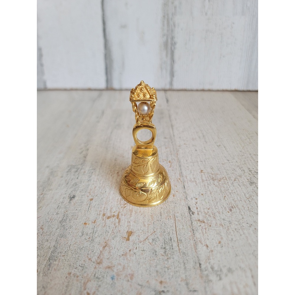 Vintage mini bell golden metal prayer meditation unique home decor figure